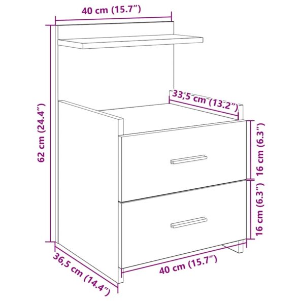 858645_12.jpg vidaXL Nočné stolíky 2 ks s 2 zásuvkami hnedý dub 40x36,5x62 cm – Obrázok 12