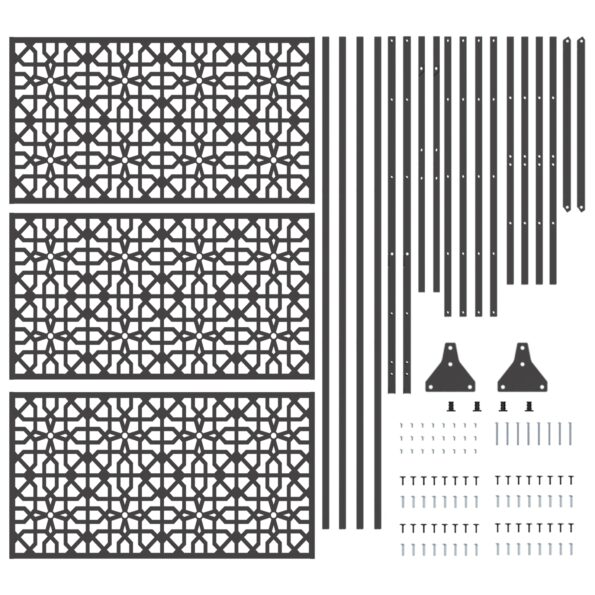 vidaXL kovový plotový panel čierny kov veľký vzor plotový panel – Obrázok 8