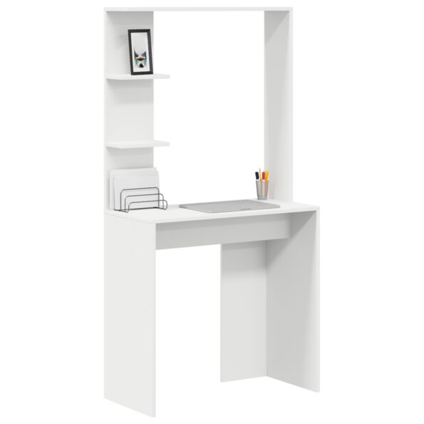 vidaXL Biely počítačový stôl Biela Kompozitné drevo Stredný – Obrázok 3