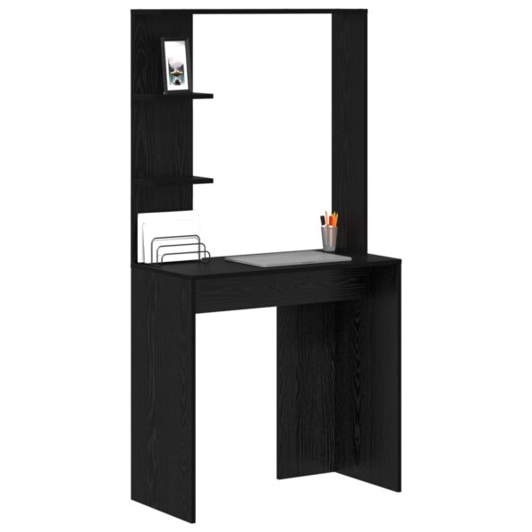 vidaXL Čierny drevený stôl Čierny dub Sólne drevo, MDF Kompaktný – Obrázok 3