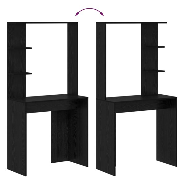 vidaXL Čierny drevený stôl Čierny dub Sólne drevo, MDF Kompaktný – Obrázok 8