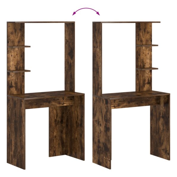 vidaXL Dymený dubový počítačový stôl Dymený dub Inžinierske drevo – Obrázok 8