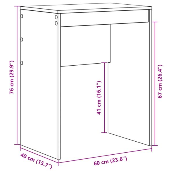 vidaXL Počítačový stôl Sonoma dub Kompozitné drevo 60 x 40 x 76 cm – Obrázok 8