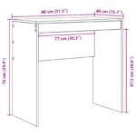 vidaXL Písací stôl Biela MDF 80 x 40 x 76 cm Jednoduchý Písací stôl – Obrázok 8