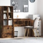 vidaXL Písací stôl Dymený dub Kompozitné drevo Kompaktný Písací stôl