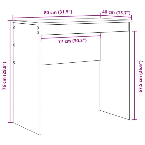 869393_8.jpg vidaXL Písací stôl Dubový Inžinierske drevo 80 x 40 x 76 cm Písací stôl – Obrázok 8