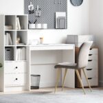 vidaXL Písací stôl Biely Inžinierske drevo Stredný Minimalistický