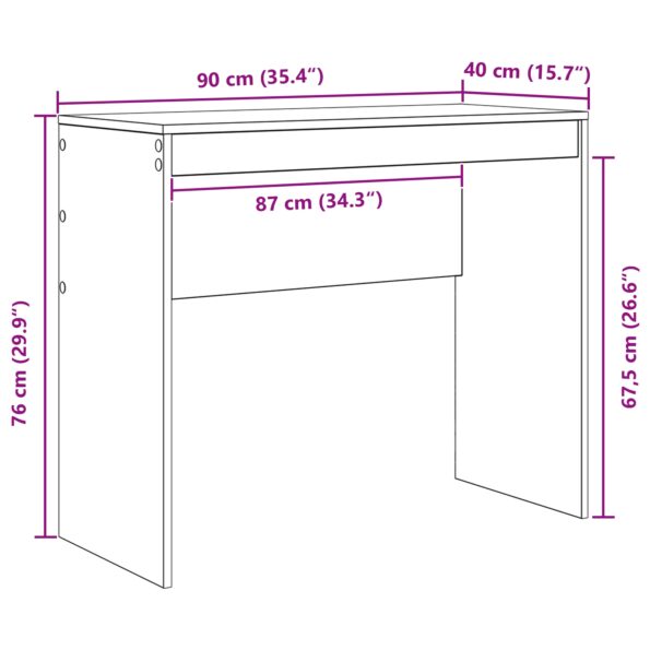 vidaXL Písací stôl Dymený dub Kompozitné drevo 90 x 40 x 76 cm – Obrázok 8