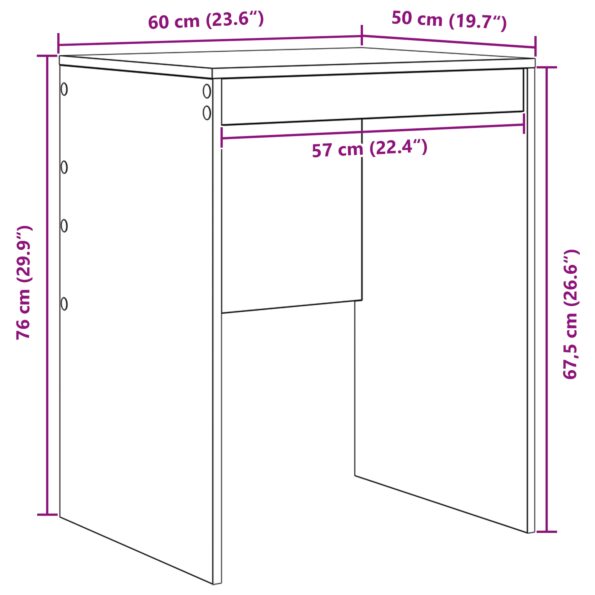 869410_8.jpg vidaXL Písací stôl Biela Inžinierske drevo 60 x 50 x 76 cm Trvácny – Obrázok 8