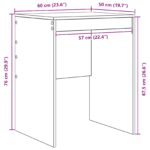 vidaXL Počítačový stôl Sonoma dub Drevotriesková doska 60 x 50 x 76 cm – Obrázok 8