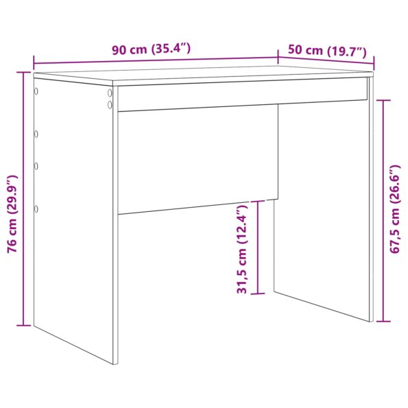 869438_8.jpg vidaXL Počítačový stôl Dymený dub Technické drevo 90 x 50 x 76 cm – Obrázok 8