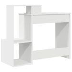 vidaXL Moderný biely počítačový stôl Biela Drevotrieska Štandard – Obrázok 7