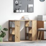 vidaXL Rohový stôl Dub Artisan Kompozitné drevo Stredný Elegantný