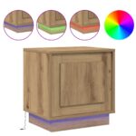 vidaXL Nočný stolík s LED svetlami, remeselný dub, 44x34,5x45 cm – Obrázok 4