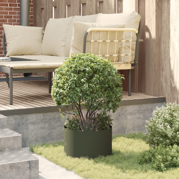 vidaXL Olivový kovový kvetináč Olivová farba Kov Stredný Kvetináče – Obrázok 4