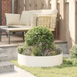 vidaXL Biela kvetináčová sada Biela Kov Veľká Kvetináč Valcová – Obrázok 4