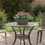 vidaXL Kovový kvetináč Olivová Kov Stredný Dekoratívne kvetináče