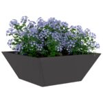 vidaXL Kovový kvetináč Čierny Kov 40 x 40 x 15 cm Trvácny – Obrázok 3