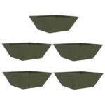 vidaXL Záhradný kvetináč 5 pcs Olivová zelená 40 x 40 x 15 cm – Obrázok 2