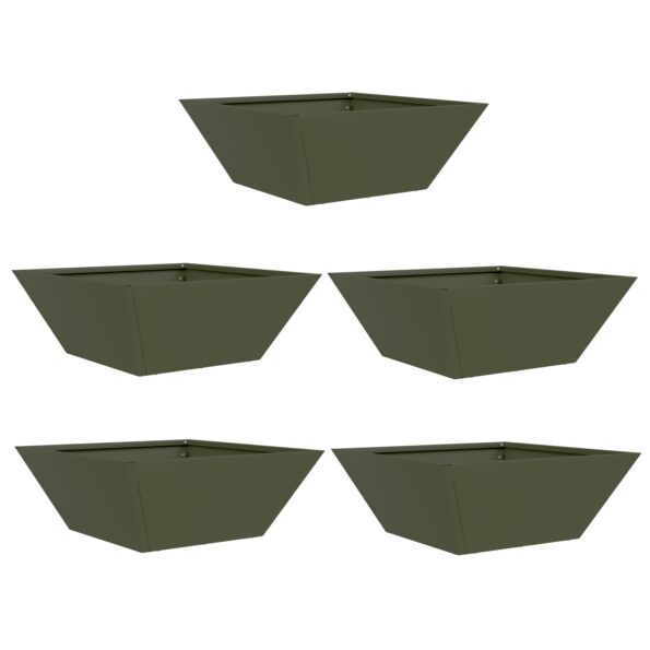 vidaXL Záhradný kvetináč 5 pcs Olivová zelená 40 x 40 x 15 cm – Obrázok 2