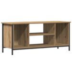 vidaXL TV stojan Dub Inžinierske drevo, kov 102 x 35 x 45 cm Obdĺžnikový – Obrázok 2