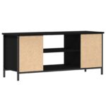 vidaXL Čierne dubové zábavné centrum Čierny dub Kompozitné drevo, kov – Obrázok 7