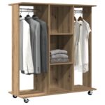 vidaXL Skriňa na kolieskach s povrchom z dubového dreva 102x38x110 cm z inžinierskeho dreva – Obrázok 3