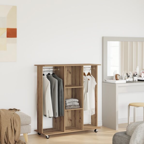 873908_4.jpg vidaXL Skriňa na kolieskach s povrchom z dubového dreva 102x38x110 cm z inžinierskeho dreva – Obrázok 4