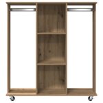 vidaXL Skriňa na kolieskach s povrchom z dubového dreva 102x38x110 cm z inžinierskeho dreva – Obrázok 5