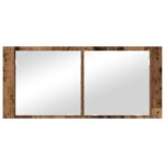 vidaXL Zrkadlová skriňa LED Staré drevo 100x12x45 cm – Obrázok 6