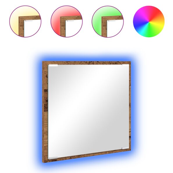 vidaXL LED zrkadlo do kúpeľne Stare drevo 40x8.5x37 cm Drevotrieska – Obrázok 3