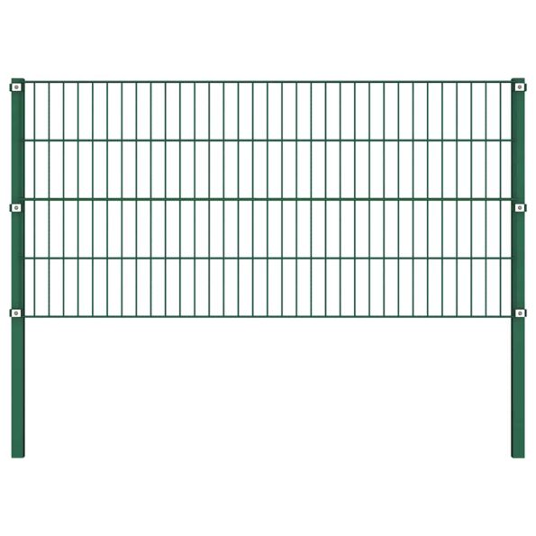 vidaXL Plotový panel so stĺpikmi, železo 3,4x0,8 m, zelený – Obrázok 2