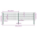 vidaXL Plotový panel so stĺpikmi, železo 3,4x0,8 m, zelený – Obrázok 5