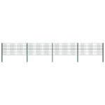 vidaXL Plotový panel so stĺpikmi, železo 6,8x0,8 m, zelený