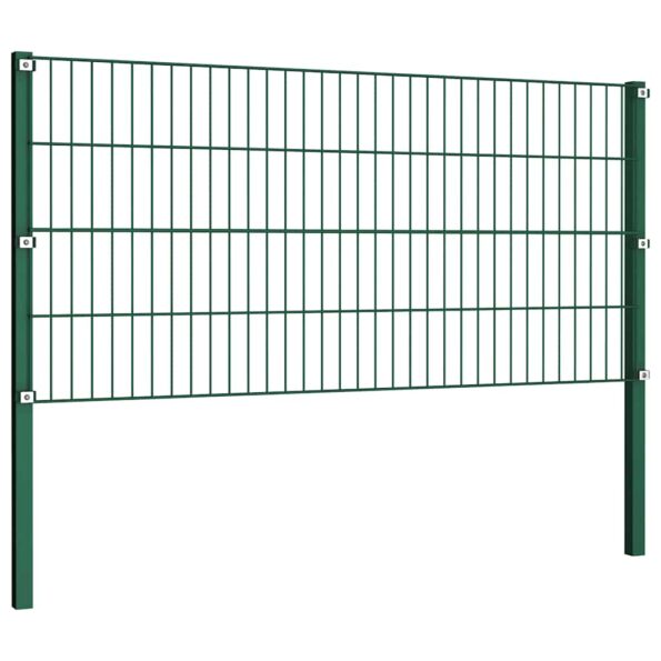 vidaXL Plotový panel so stĺpikmi, železo 6,8x0,8 m, zelený – Obrázok 3