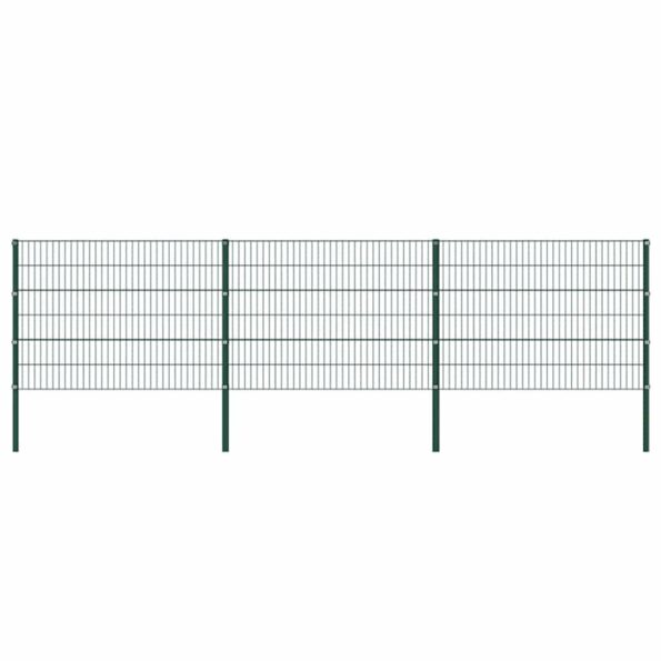 278663_1.jpg vidaXL Plotový panel so stĺpikmi, železo 5,1x1,2 m, zelený – Obrázok 1