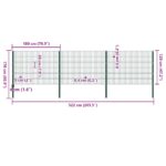 vidaXL Plotový panel so stĺpikmi, železo 5,1x1,2 m, zelený – Obrázok 5