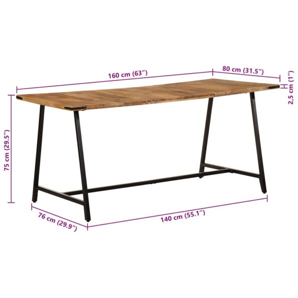 373610_9.jpg vidaXL Jedálenský stôl 160x80x75 cm masívne mangovníkové drevo – Obrázok 9