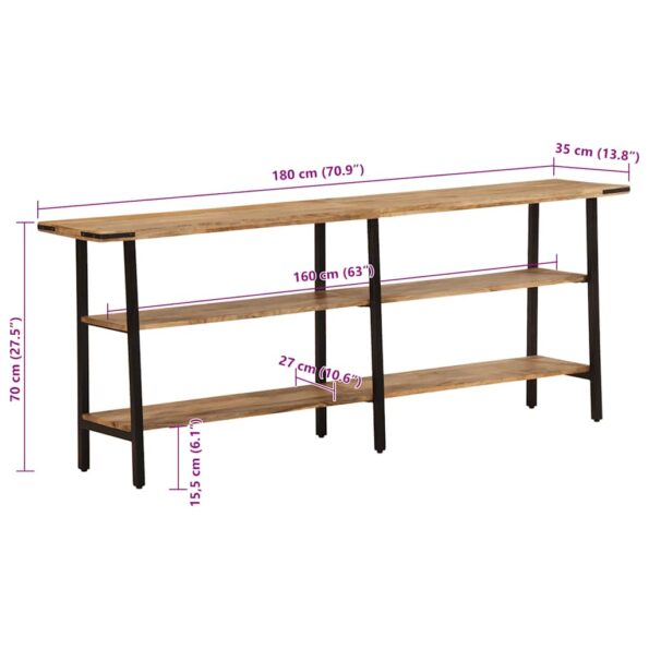 373614_9.jpg vidaXL Konzolový stolík 180x35x70 cm masívne mangovníkové drevo – Obrázok 9