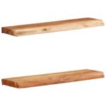 vidaXL Nástenné police 2 ks 60x20x3,5 cm, akáciový masív