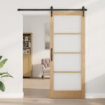 vidaXL Interiérové dvere so sklom "ORKDAL" 86x211x4 cm z masívneho borovicového dreva