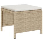 vidaXL vonkajšia súprava gaučov Béžová a krémová Ratan a látka Stredná – Obrázok 6