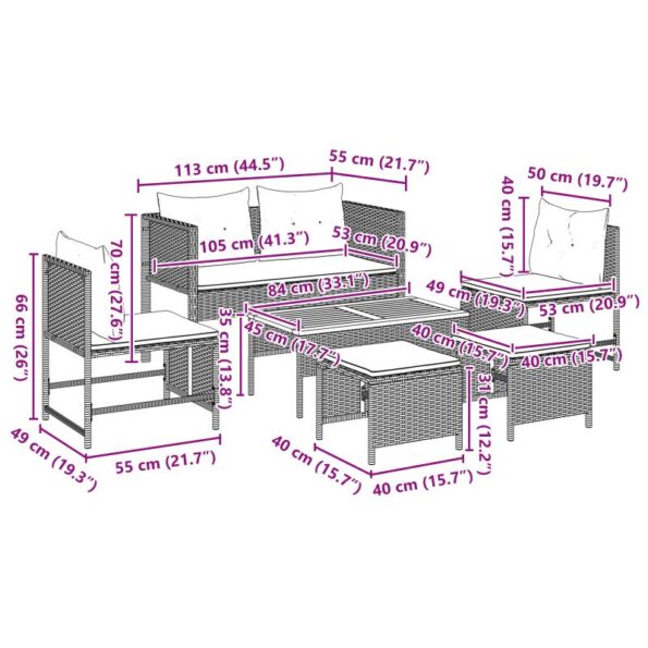 4104704_13.jpg vidaXL vonkajší pohovkový set béžová a svetlosivá ratan, látka štandard – Obrázok 13