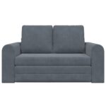 vidaXL pohovka na podlahe 2 v 1 tmavošedá 148x71x83 cm zamat – Obrázok 6