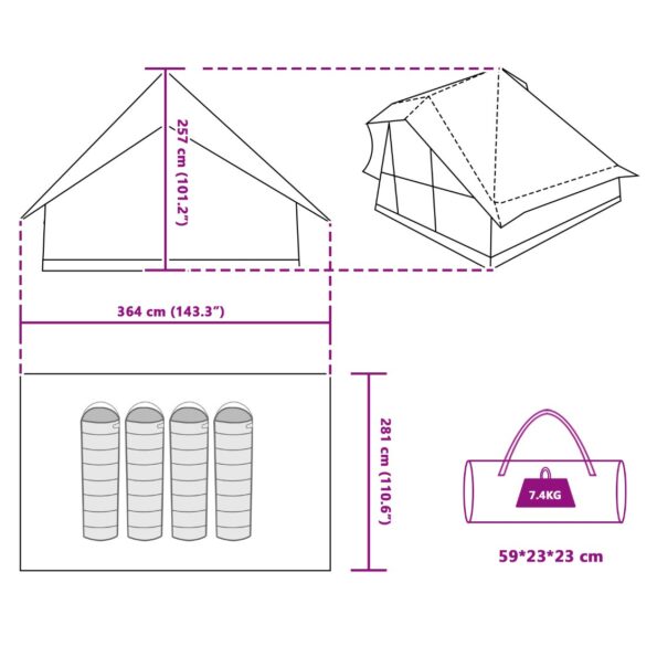 vidaXL Rodinný Tipi stan pre 10 osôb vodoodolný – Obrázok 12