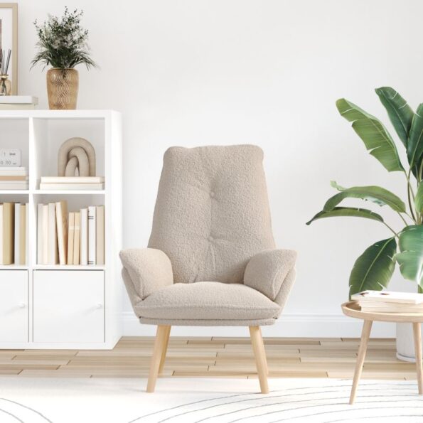 vidaXL Relaxačné kreslo Svetlosivá Kadeřavá Tkanina Podobná Vlně – Obrázok 3