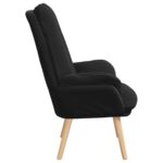 vidaXL Relaxačné kreslo Čierna kučeravá látka – Obrázok 5