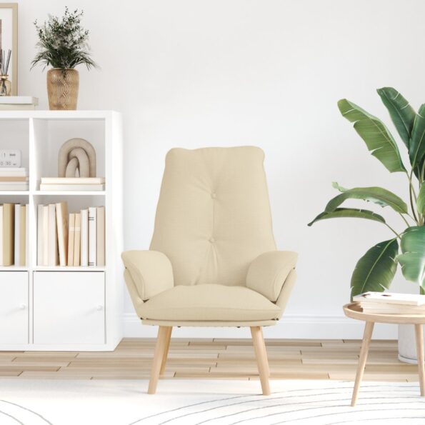 vidaXL Relaxačné kreslo krémová látka – Obrázok 3