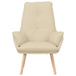 vidaXL Relaxačné kreslo krémová látka – Obrázok 4