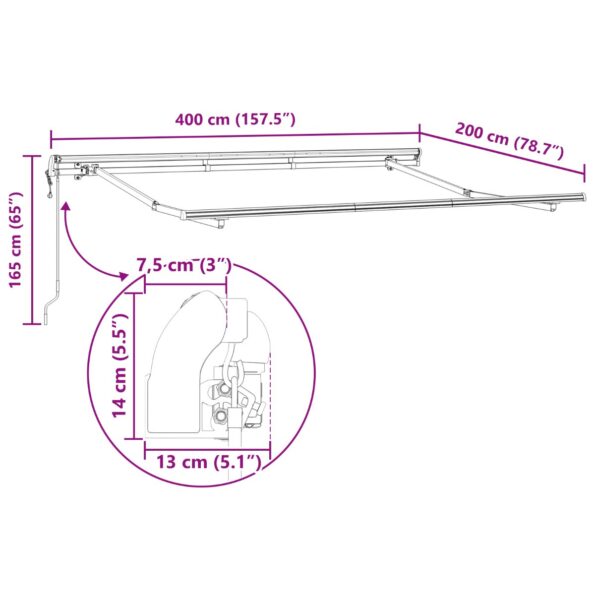 vidaXL Rám markízy Biela 4 x 2 m Kov – Obrázok 10